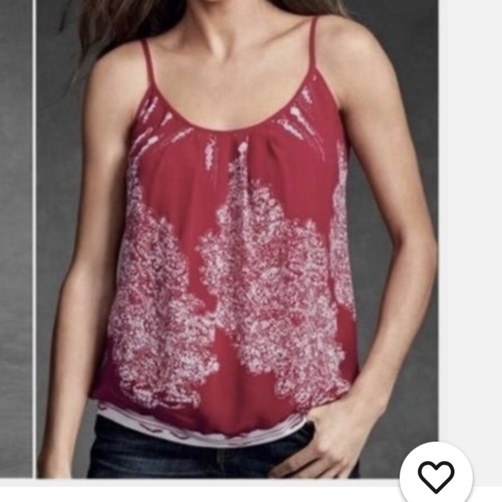 CAbi Heart of township red/white top adjustable straps w/banded hem